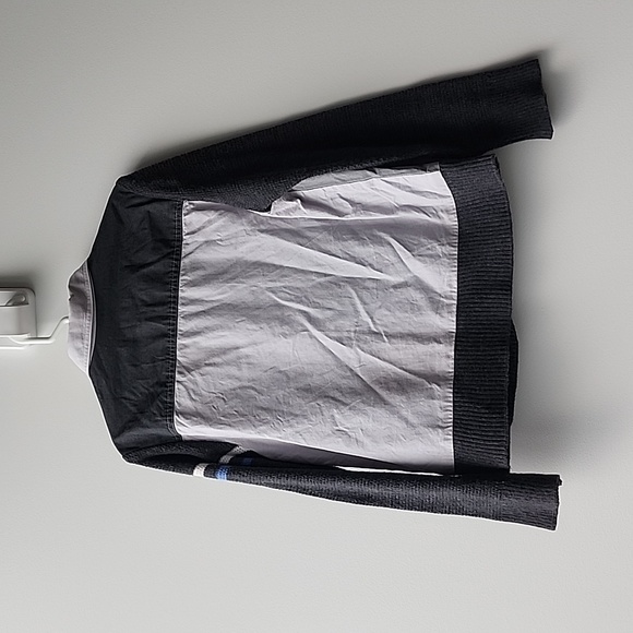 Comme Ca Mixed Material Button Up Shirt Knit Cardigan - Picture 8 of 8